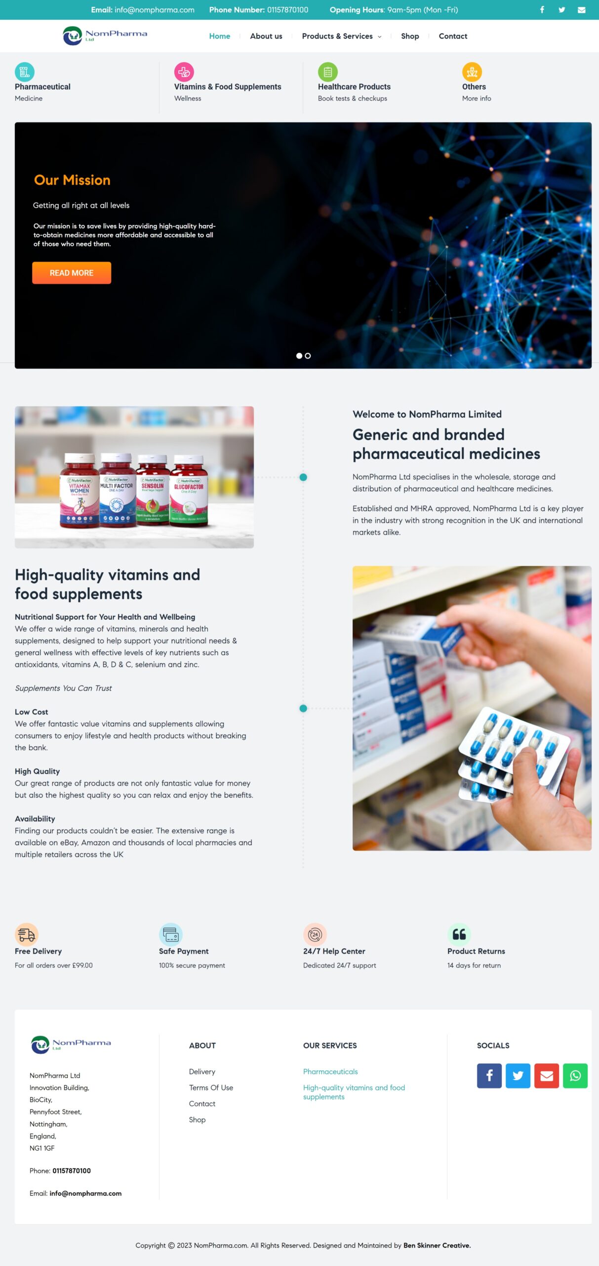 NomPharma Pharmaceutical Website Homepage Refresh - Online Visibility and Sales Growth