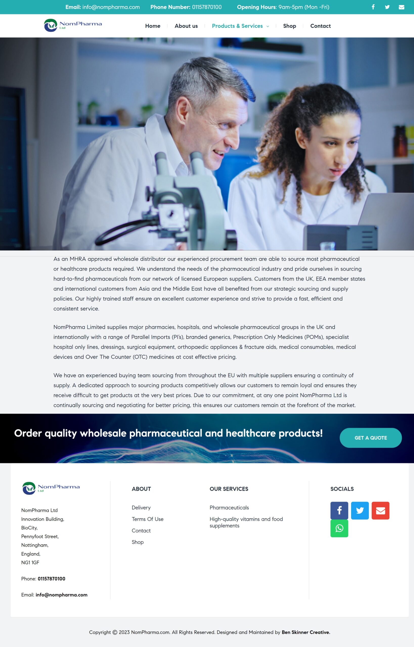 NomPharma Pharmaceutical Website Wholesale Operations Refresh - Online Visibility and Sales Growth